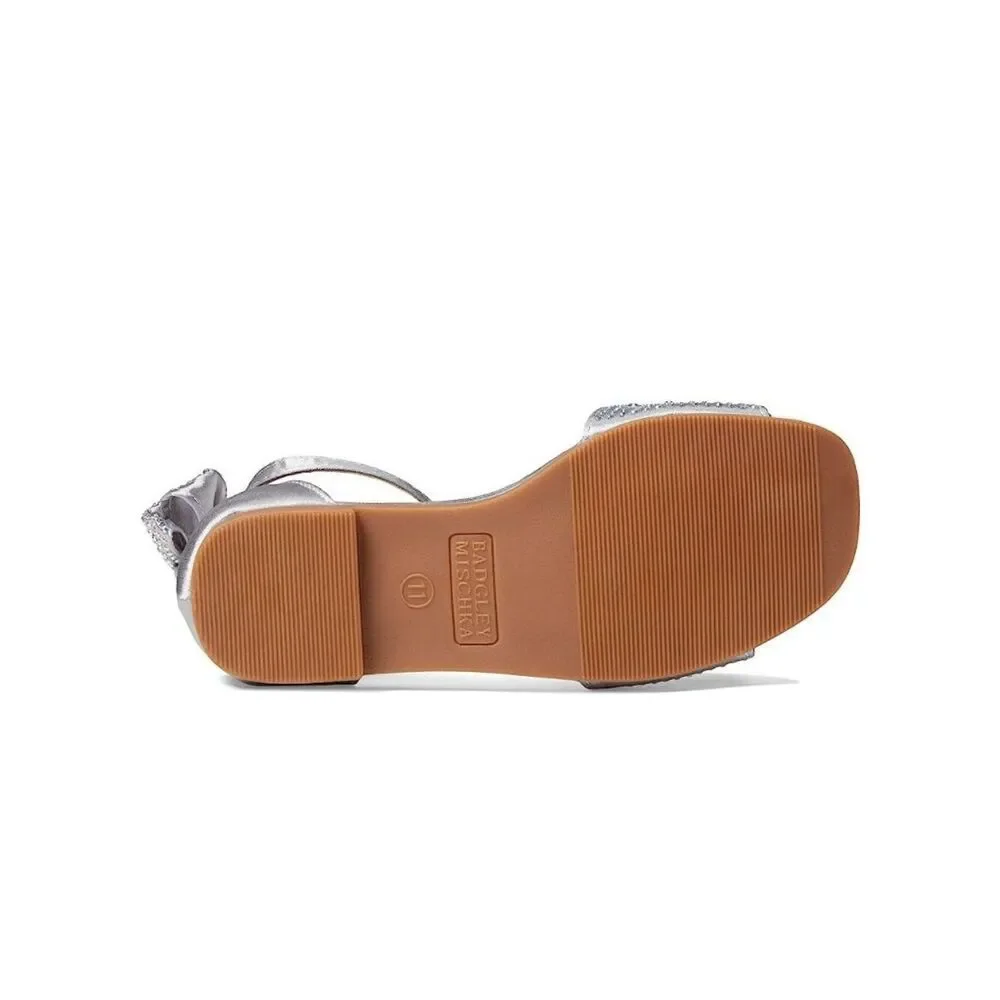 Badgley Mischka Kids Ericka Flat Sandal Rhinestone Bow Dress Shoes Girls 13